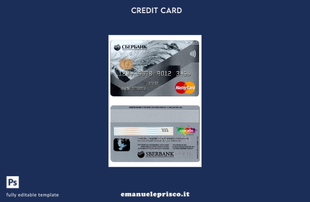 modello di modello mastercard Sberbank Russia in stile verificato