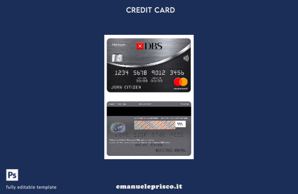 modello di platino Mastercard Bank DBS tailandese in stile verificato