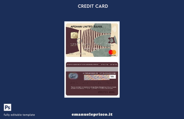 modello mastercard Afghanistan Afghan United Bank in stile verificato