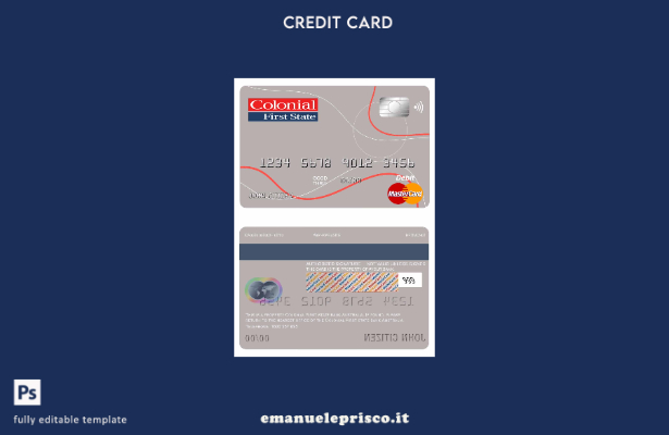 modello mastercard Australia Colonial First State Bank in stile verificato