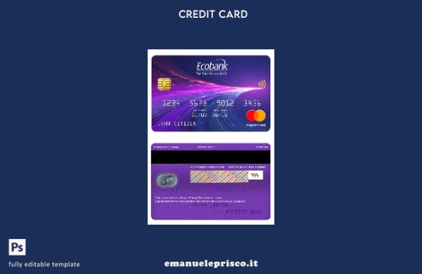 modello mastercard Ecobank Sud Sudan in stile verificato