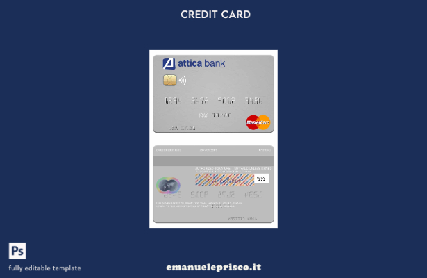 modello mastercard Grecia Attica Bank in stile verificato