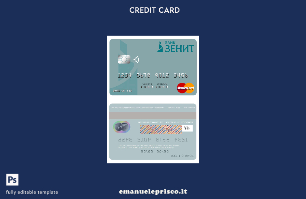 modello mastercard Russia Bank ZENIT in stile verificato