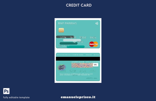 modello mastercard USA BNP Paribas Bank in stile verificato