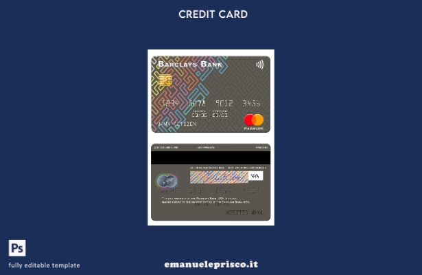 modello mastercard USA Barclays Bank in stile verificato