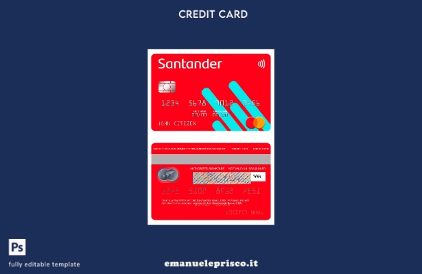 modello mastercard USA Santander Bank in stile verificato