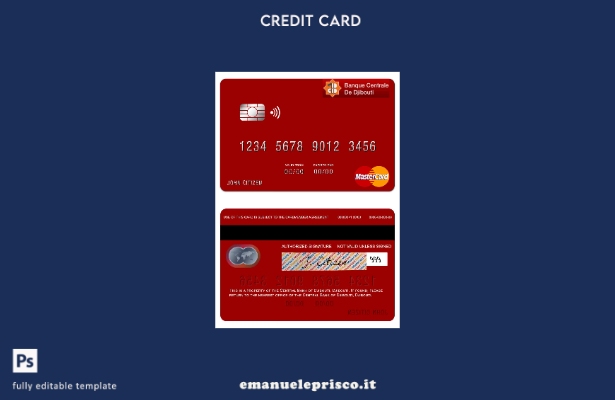 modello mastercard della Banca Centrale di Gibuti in stile verificato