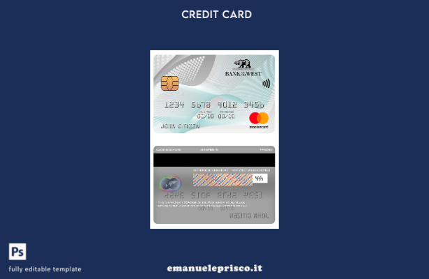 modello mastercard della Banca della Cisgiordania in stile verificato USA