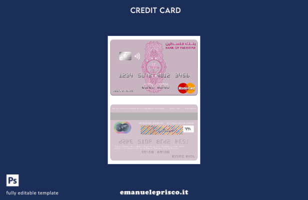 modello mastercard della Palestine Bank of Palestine in stile verificato