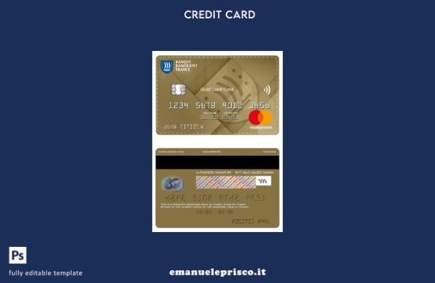modello mastercard di debito oro France Banorient Bank in stile verificato