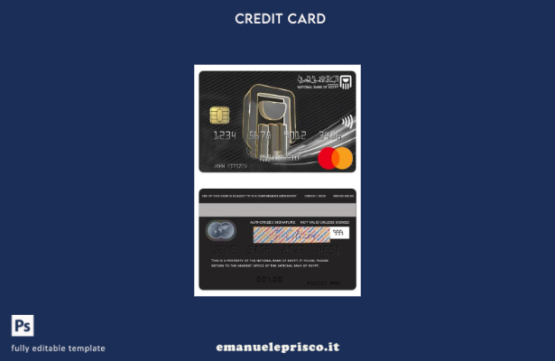 modello mastercard platino della Banca Nazionale d'Egitto in stile verificato
