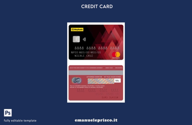 modello mastercard standard Filippine MayBank in stile verificato