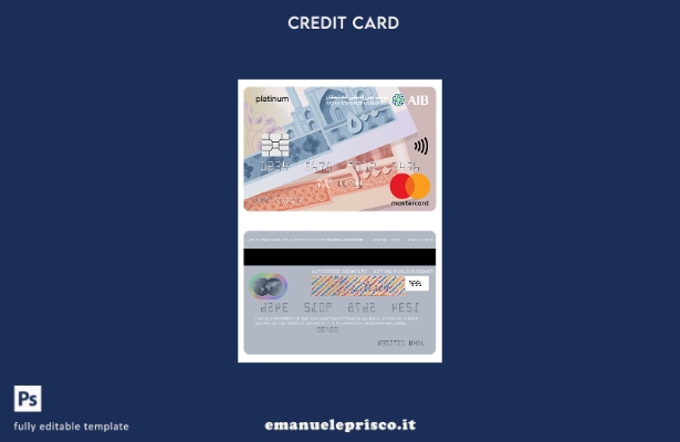 modello platino mastercard della Afghanistan International Bank in stile verific