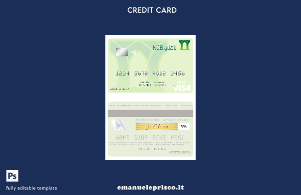 stile verificato Arabia Saudita Modello di carta di debito visto della National