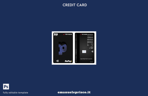 stile verificato India YES Bank POP Club Modello di carta di credito verticale R