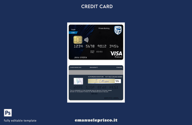 stile verificato Malawi Modello di carta visto di debito platino The Standard Ba