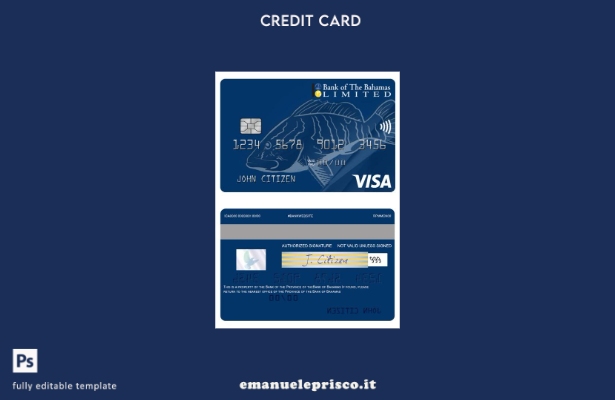 stile verificato Modello di carta Visa prepagata in dollari USA della Bahamas Ba