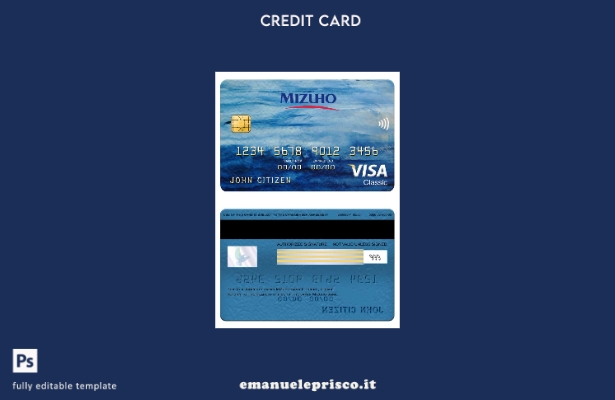 stile verificato Modello di carta classica per visto bancario Japan Mizuho
