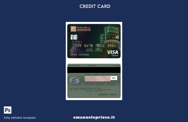 stile verificato Modello di carta classica per visto bancario internazionale Yem