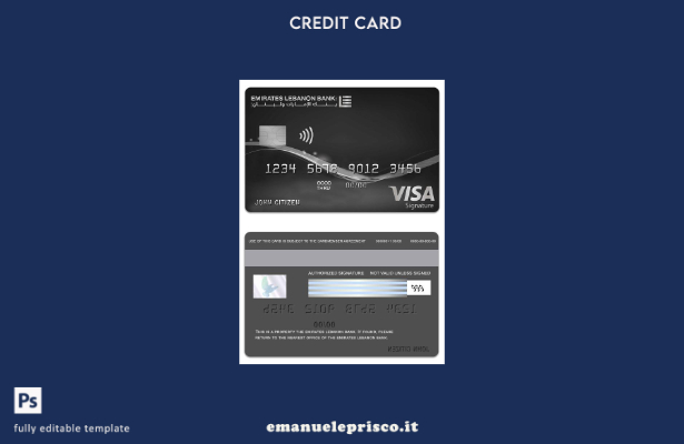 stile verificato Modello di carta di addebito con firma del visto Libano Emirate