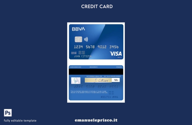 stile verificato Modello di carta di credito Visa Portogallo BBVA Bank