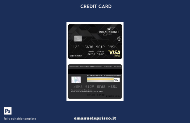 stile verificato Modello di carta di credito infinita Brunei Baiduri Bank Royal