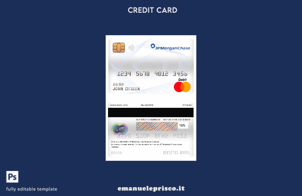 stile verificato Modello di carta di debito mastercard Canada JP Morgan Chase Ba