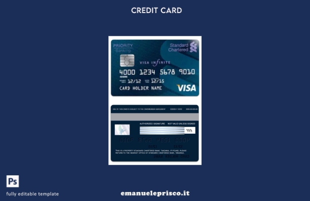 stile verificato Modello di carta di debito visto Tanzania Standard Chartered Ba