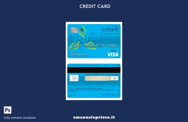 stile verificato Modello di carta di debito visto bancario Camerun Ecobank