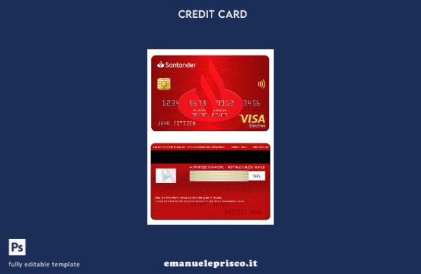 stile verificato Modello di carta elettronica visto Spagna Santander Bank