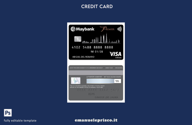 stile verificato Modello di carta infinita per visto Filippine MayBank