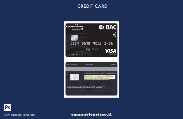 stile verificato Modello di carta infinita per visto Guatemala BAC Bank