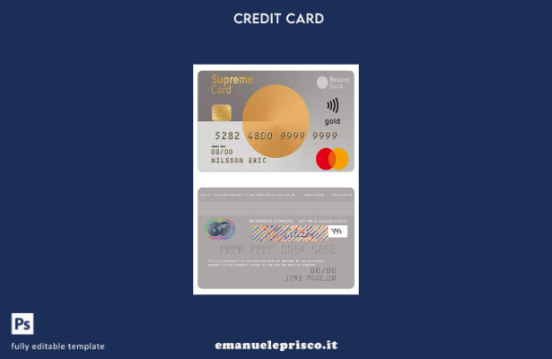stile verificato Modello di carta oro suprema della Norvegia Resurs Bank