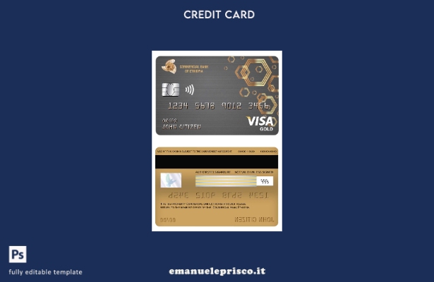 stile verificato Modello di carta oro visto bancario commerciale Etiopia
