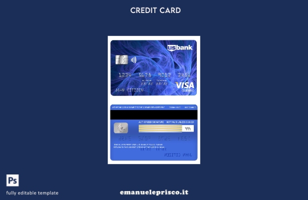stile verificato USA Modello di carta classica per visto bancario statunitense