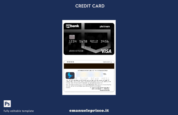 stile verificato USA Modello platino per carta Visa US Bank