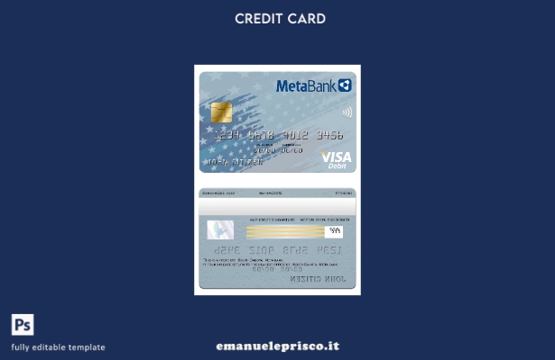 stile verificato USA South Dakota, Metabank, modello di carta visto
