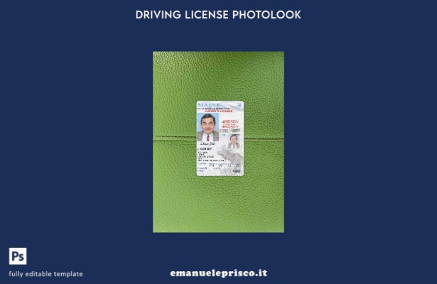 Patente di guida USA Maine in stile verificato secondo il modello FRONTALE photo