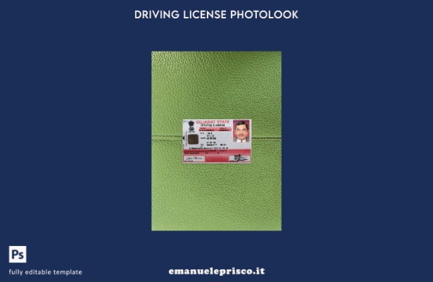 modello anteriore photolook per patente di guida statale del Gujarat in stile ve