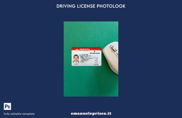 modello di patente di guida indonesiana in stile verificato ( presente) photoloo