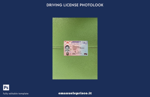modello frontale photolook per patente di guida Jersey stile verificato