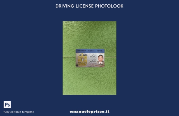 modello frontale photolook per patente di guida palestinese in stile verificato