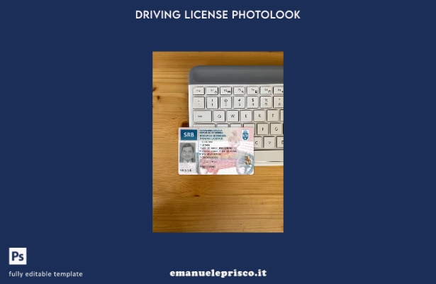 modello frontale photolook per patente di guida serba in stile verificato