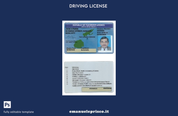 verified style Modello di patente di guida Fiji in stile verificato template