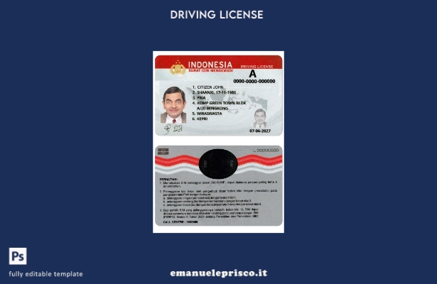 verified style Modello di patente di guida indonesiana in stile verificato ( presente). template