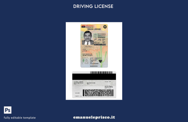 verified style Patente di guida USA Arizona stile verificato secondo il modello di versione template