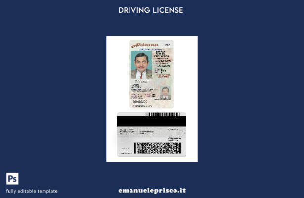 verified style Patente di guida USA Arizona stile verificato secondo il modello template