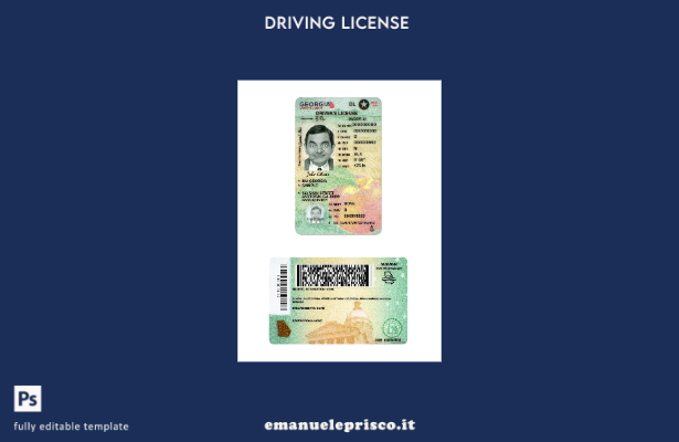 verified style Patente di guida USA Georgia stile verificato secondo il modello 1 template