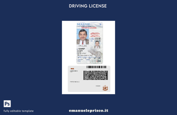 verified style Patente di guida USA Maine stile verificato secondo il modello template