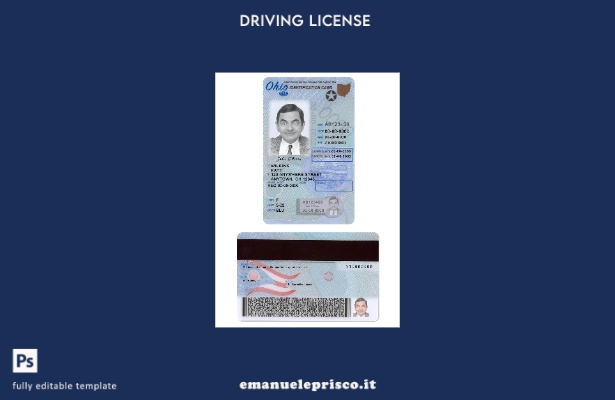 verified style Patente di guida USA Ohio stile verificato secondo il modello template